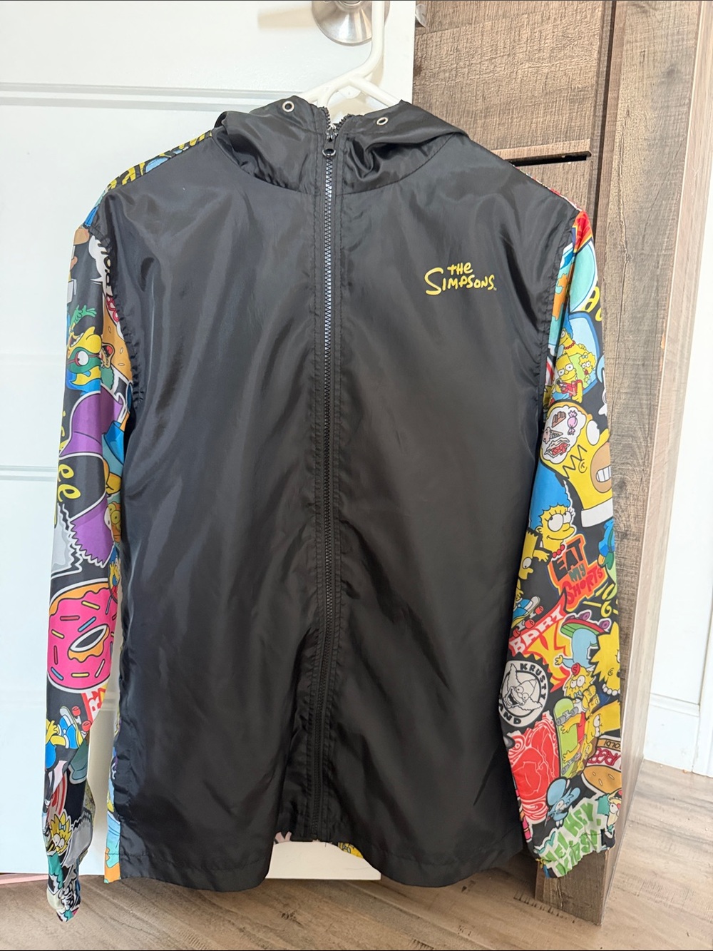 The Simpsons Universal Studios All Over Print Hooded Windbreaker Jacket Size S